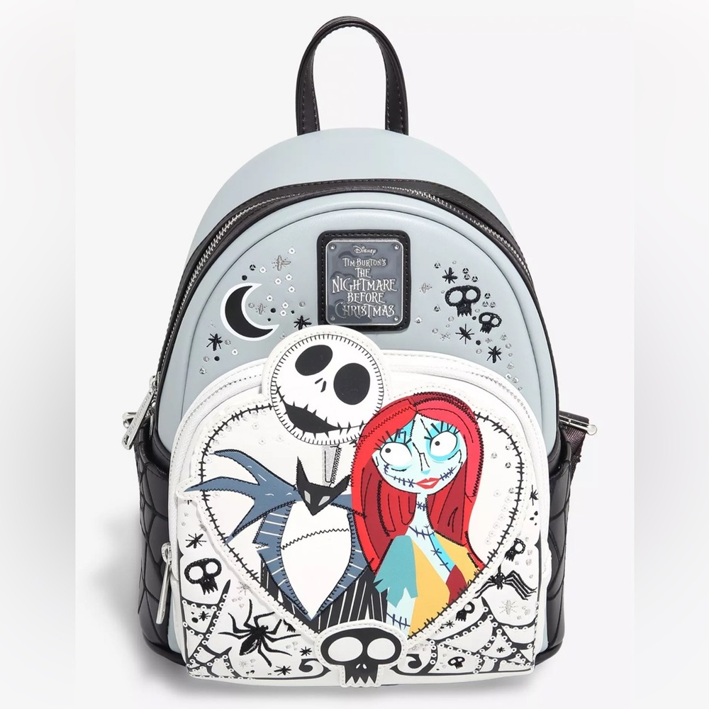 Loungefly Disney The Nightmare Before Christmas Jack & Sally Heart Mini Backpack